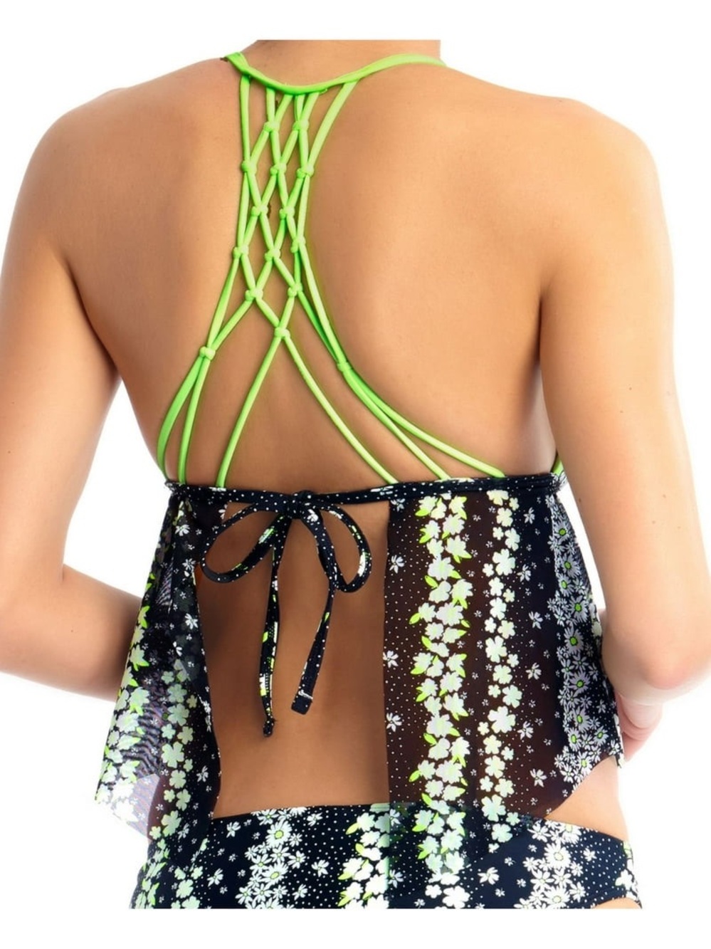 Teen/Junior/Misses Black & Lime Floral Two-Piece Bikini Set